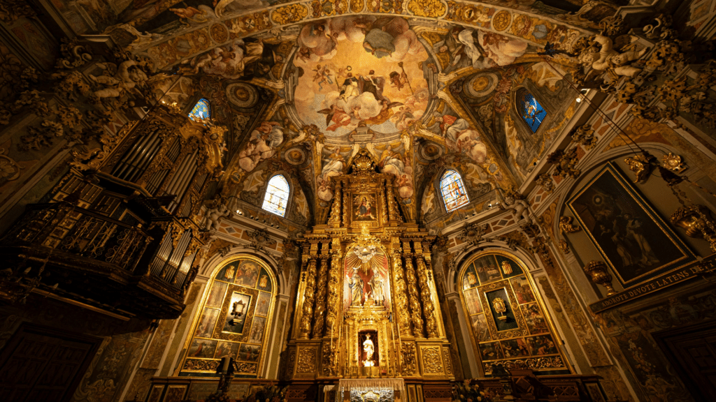 Ornate Baroque church interior showcasing Sicily's rich artistic and cultural heritage.