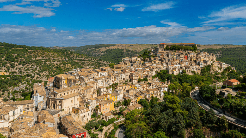 Panoramic view of Ragusa's UNESCO-listed historic district in southeastern Sicily.