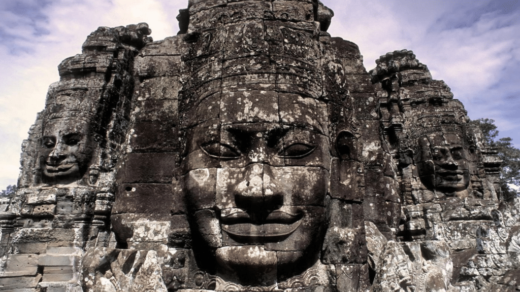 Stone faces of Bayon Temple inside Angkor Archaeological Park