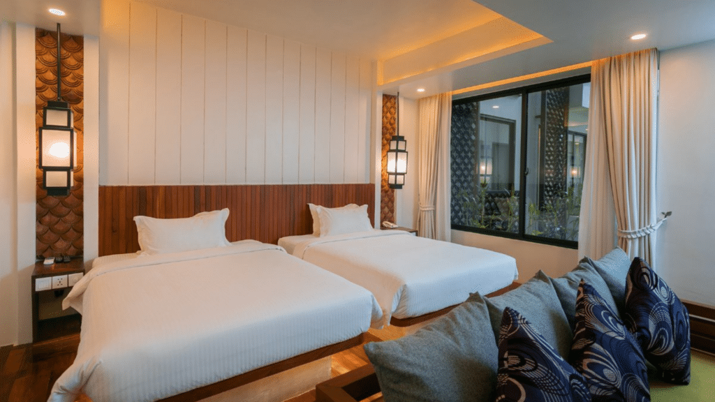 Spacious twin guest room at Hari Residence & Spa