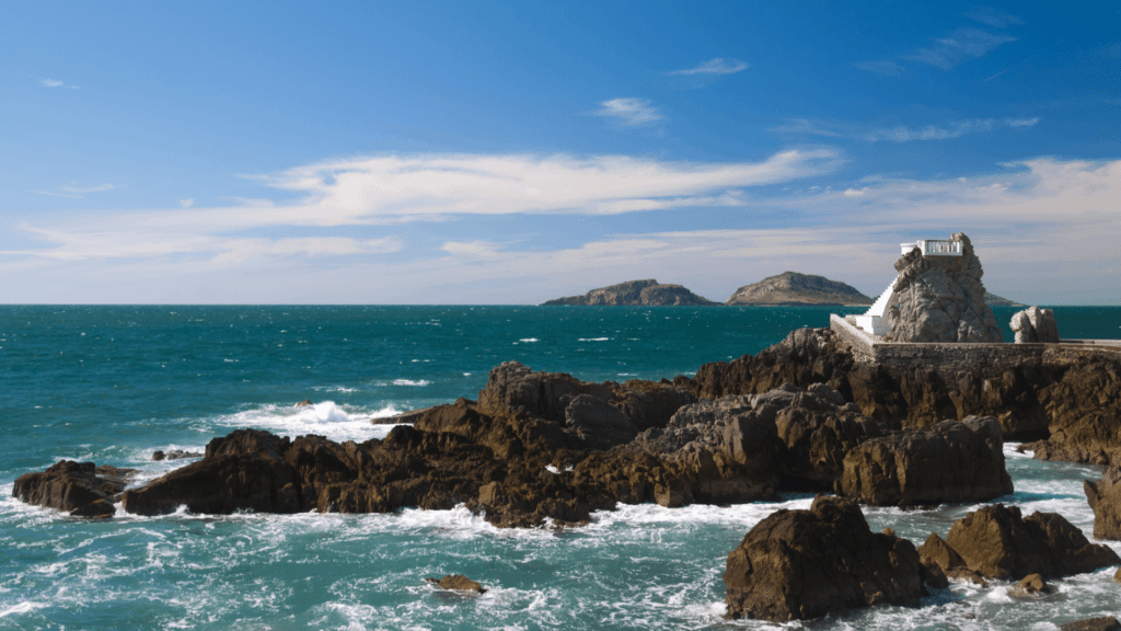 Rocky shoreline and offshore islands near Mazatlán