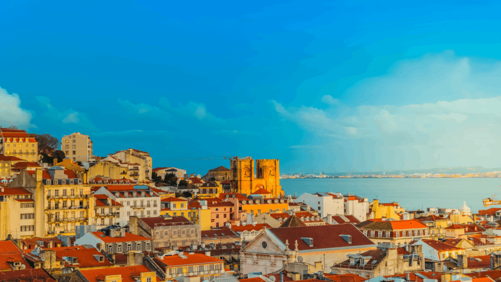 Lisbon skyline with colorful rooftops overlooking the Tagus River